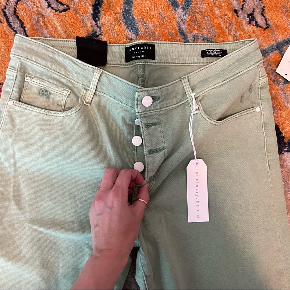 NWT Sanctuary Nonconformist Button Fly Green Jeans - Picture 6 of 12